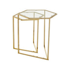 Gold Geometric Stainless Steel Set of 2 Side Table with Mirrored Glass Top | Herber