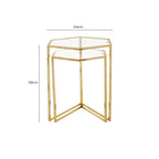 Gold Geometric Stainless Steel Set of 2 Side Table with Mirrored Glass Top | Herber