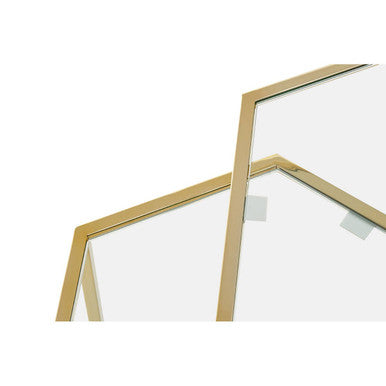 Gold Geometric Stainless Steel Set of 2 Side Table with Mirrored Glass Top | Herber