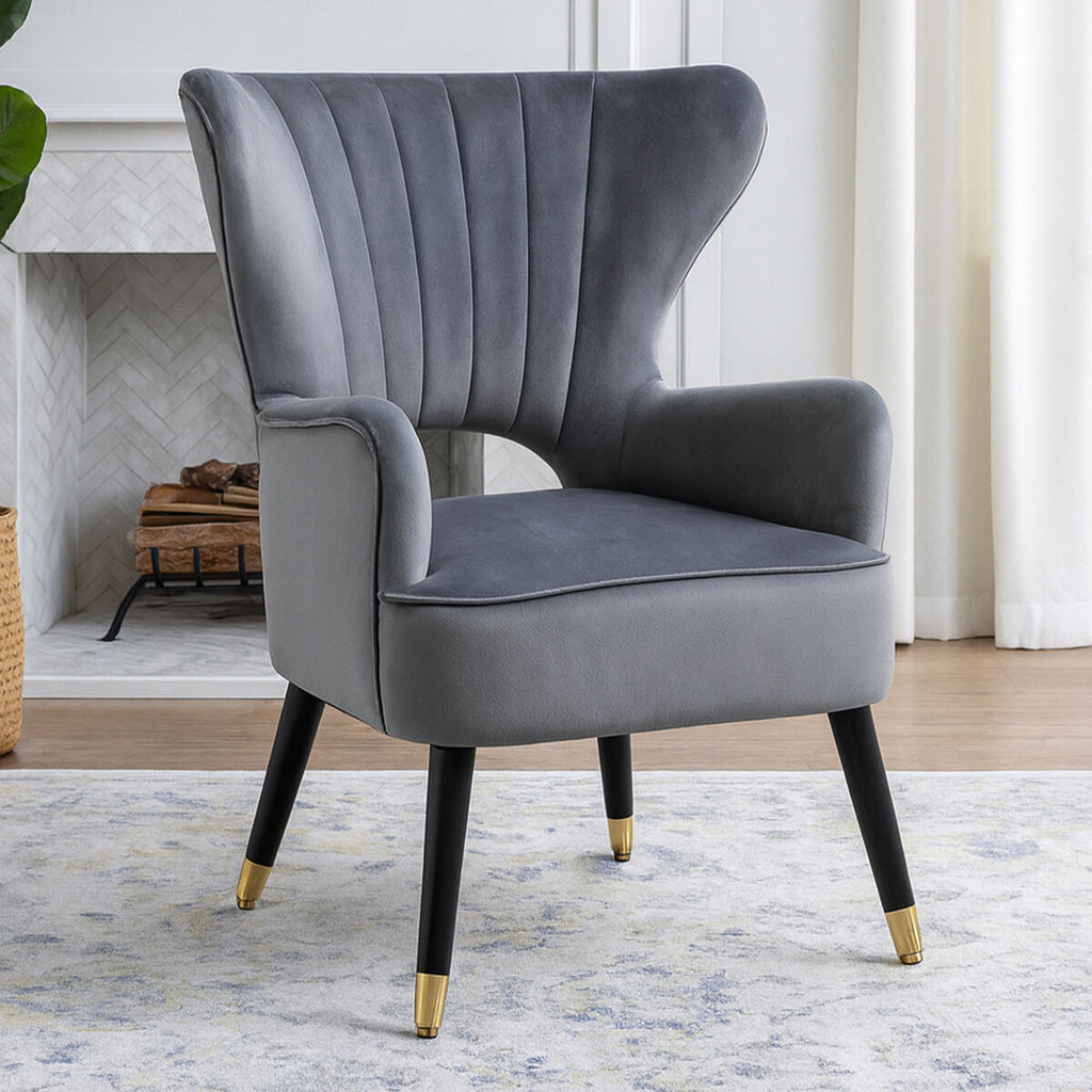Grey Velvet Armchair | Sloan