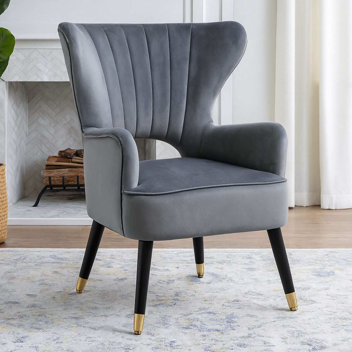 Grey Velvet Armchair | Sloan