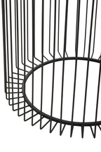 Tempered Glass Top Round Side Table with Black Wireframe Cage Design Base | Trento