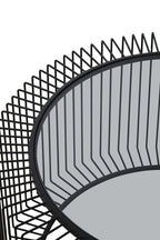 Tempered Glass Top Round Coffee Table with Black Wireframe Cage Design Base | Trento