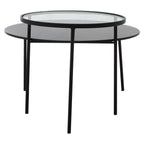 Clear Glass Top and Black Metal Lower Top Coffee Table with Black Iron Frame | Trento