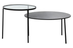 Clear Glass Top and Black Metal Lower Top Coffee Table with Black Iron Frame | Trento