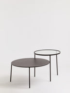 Clear Glass Top and Black Metal Lower Top Coffee Table with Black Iron Frame | Trento