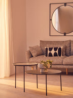 Clear Glass Top and Black Metal Lower Top Coffee Table with Black Iron Frame | Trento