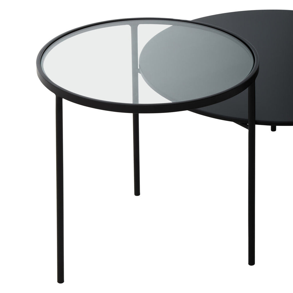 Clear Glass Top and Black Metal Lower Top Coffee Table with Black Iron Frame | Trento