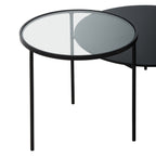 Clear Glass Top and Black Metal Lower Top Coffee Table with Black Iron Frame | Trento