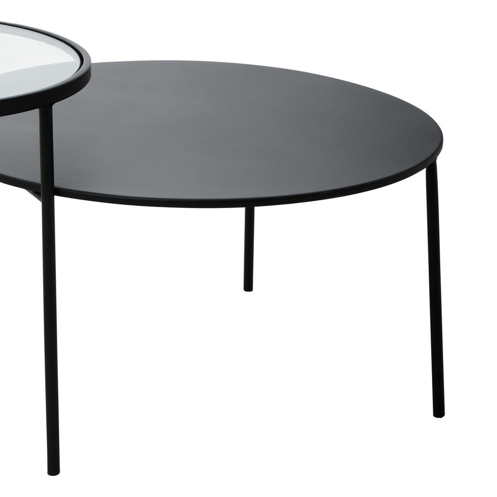 Clear Glass Top and Black Metal Lower Top Coffee Table with Black Iron Frame | Trento