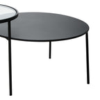 Clear Glass Top and Black Metal Lower Top Coffee Table with Black Iron Frame | Trento