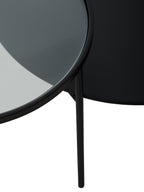 Clear Glass Top and Black Metal Lower Top Coffee Table with Black Iron Frame | Trento
