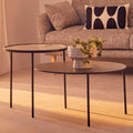 Clear Glass Top and Black Metal Lower Top Coffee Table with Black Iron Frame | Trento