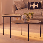 Clear Glass Top and Black Metal Lower Top Coffee Table with Black Iron Frame | Trento