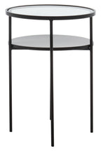 Clear Glass Top and Black Metal Lower Top End Table with Black Iron Frame | Trento