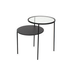 Clear Glass Top and Black Metal Lower Top End Table with Black Iron Frame | Trento