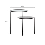 Clear Glass Top and Black Metal Lower Top End Table with Black Iron Frame | Trento