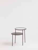Clear Glass Top and Black Metal Lower Top End Table with Black Iron Frame | Trento
