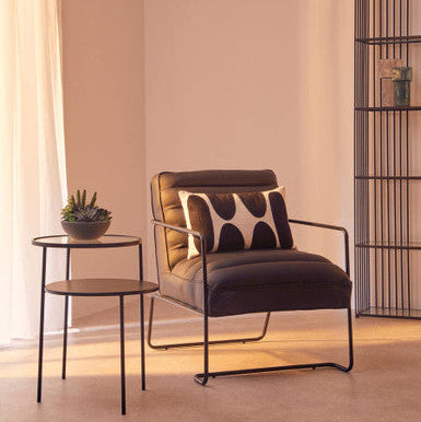 Clear Glass Top and Black Metal Lower Top End Table with Black Iron Frame | Trento