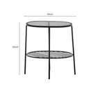 Grey Tempered Glass Side Table with Lower Metal Tier and Black Iron Frame | Trento
