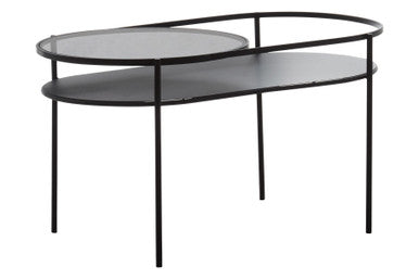 Two Tier Tempered Glass Top Table in Black Finish | Trento