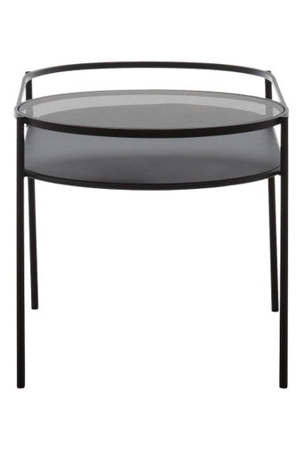 Two Tier Tempered Glass Top Table in Black Finish | Trento