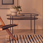 Two Tier Tempered Glass Top Table in Black Finish | Trento