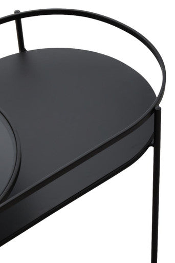 Two Tier Tempered Glass Top Table in Black Finish | Trento