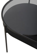 Two Tier Tempered Glass Top Table in Black Finish | Trento