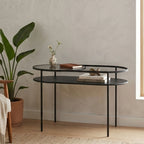 Two Tier Tempered Glass Top Table in Black Finish | Trento