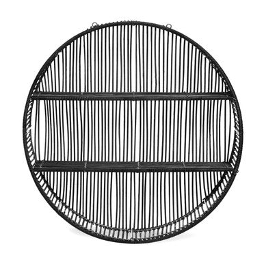 Large Black Rattan Wall Shelf | Batu