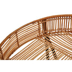 Set of 2 Natural Rattan Top Side Tables with Cross Black Metal Frame | Batu