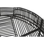 Set of 2 Black Rattan Top Side Tables with Cross Metal Frame | Batu