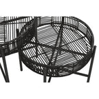 Set of 2 Black Rattan Top Side Tables with Cross Metal Frame | Batu