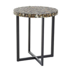 Natural Round Side Table with Shell Detail | Branna
