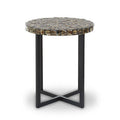 Natural Round Side Table with Shell Detail | Branna