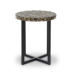 Natural Round Side Table with Shell Detail | Branna