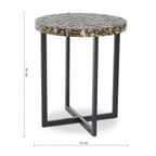Natural Round Side Table with Shell Detail | Branna