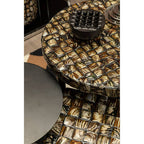 Natural Round Side Table with Shell Detail | Branna