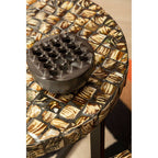 Natural Round Side Table with Shell Detail | Branna