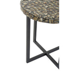 Natural Round Side Table with Shell Detail | Branna