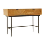 Natural Carved Wooden Effect Console Table with 2 Storage Drawer | Jakara