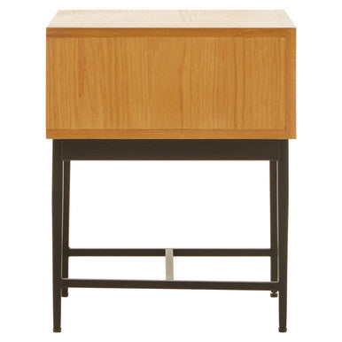 Natural Abstract Geometric Side Table with 1 Storage Drawer, Jakara