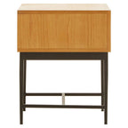 Natural Abstract Geometric Side Table with 1 Storage Drawer, Jakara