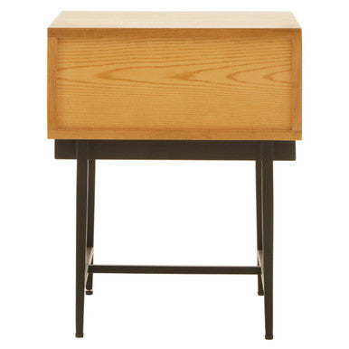 Natural Abstract Geometric Side Table with 1 Storage Drawer, Jakara