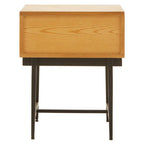 Natural Abstract Geometric Side Table with 1 Storage Drawer, Jakara