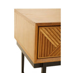Natural Abstract Geometric Side Table with 1 Storage Drawer, Jakara
