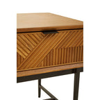 Natural Abstract Geometric Side Table with 1 Storage Drawer, Jakara