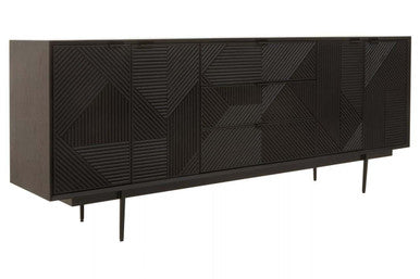 Black Finish Sideboard with 4 Doors and 3 Drawers | Jakara