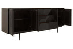 Black Finish Sideboard with 4 Doors and 3 Drawers | Jakara